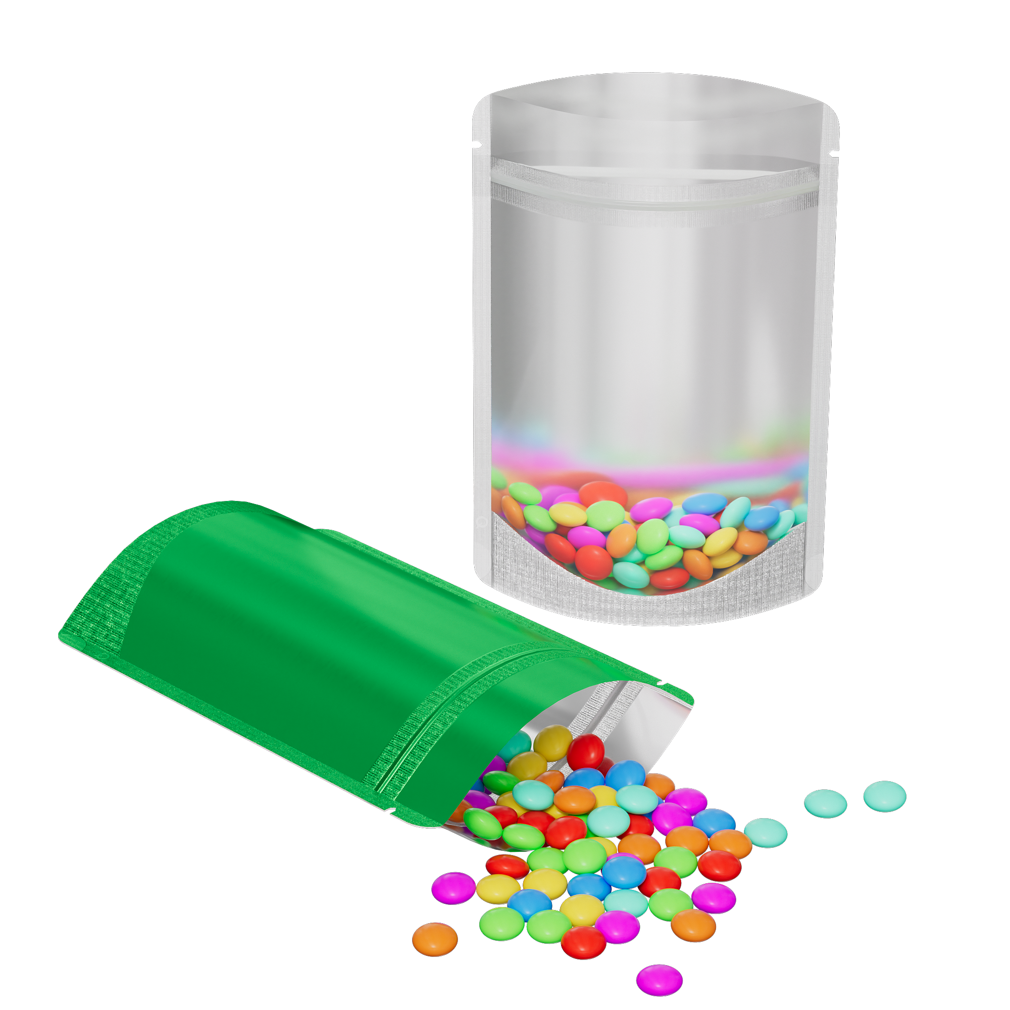 Matte Half Emerald Green Metallic Mylar Stand Strong® Bags with Rounded Corners