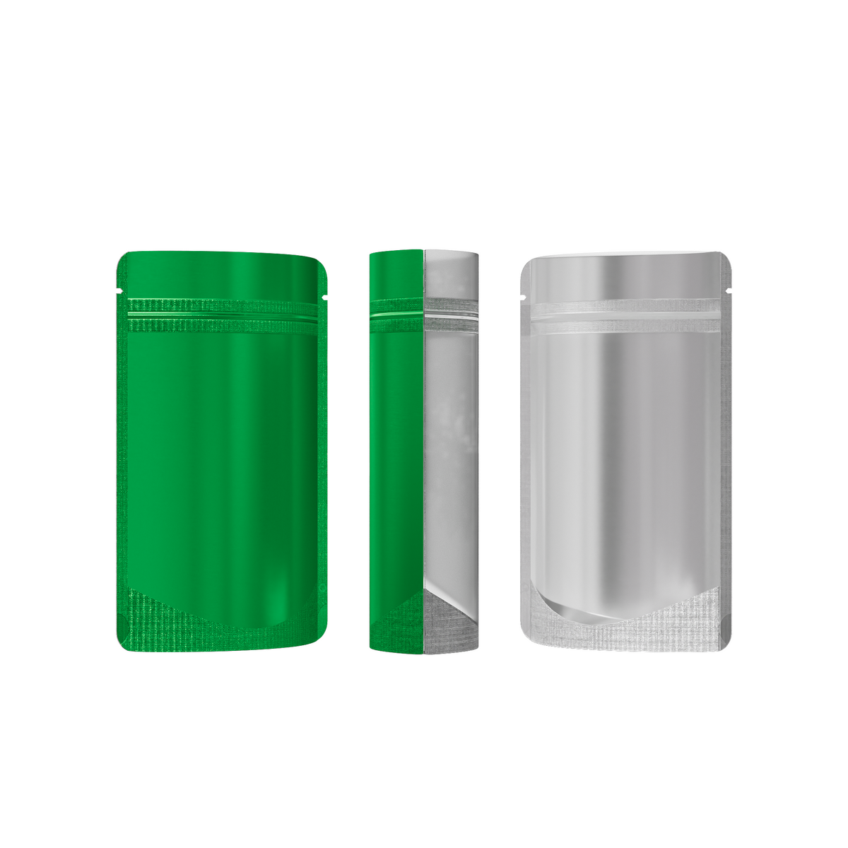 Matte Half Emerald Green Metallic Mylar Stand Strong® Bags with Rounded Corners