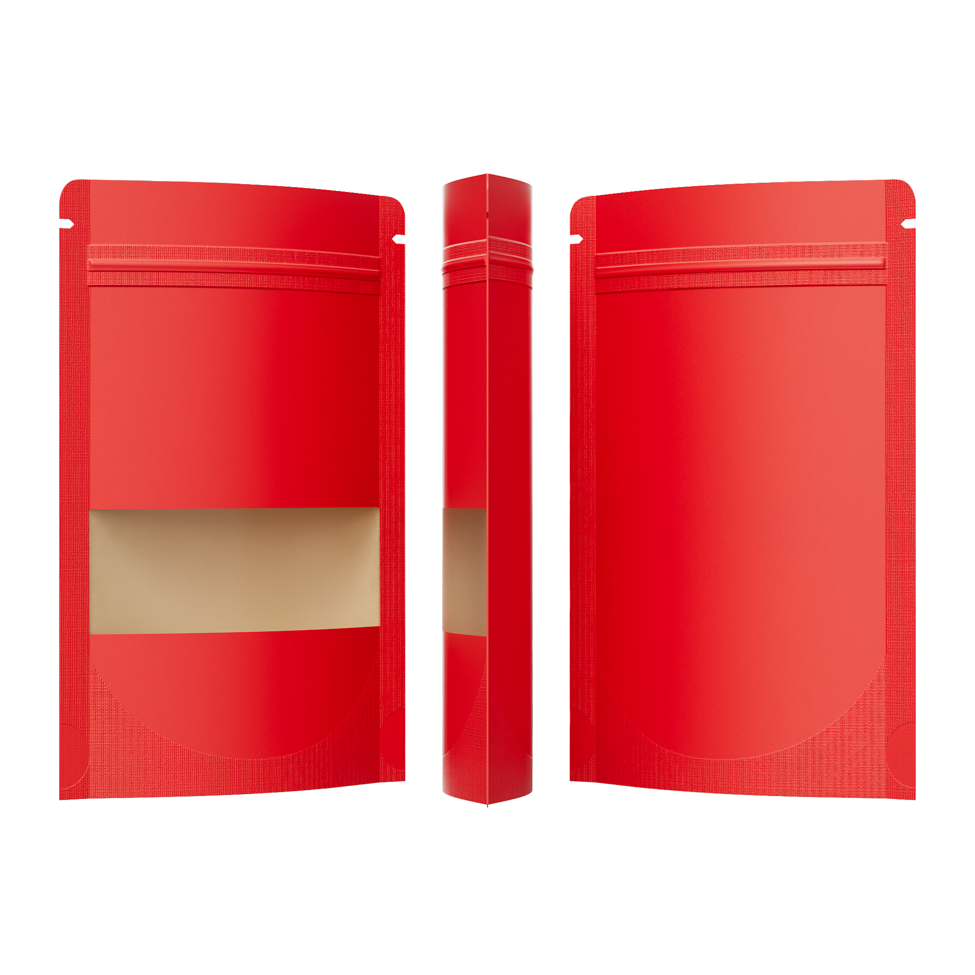 Smooth Brick Red Kraft with Window Stand Strong® Bags