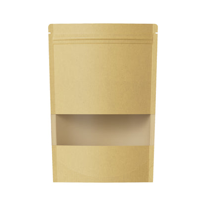 Customizable Rounded Corners Kraft with Window Stand Up Zipper Seal Bags (Basic Printing)