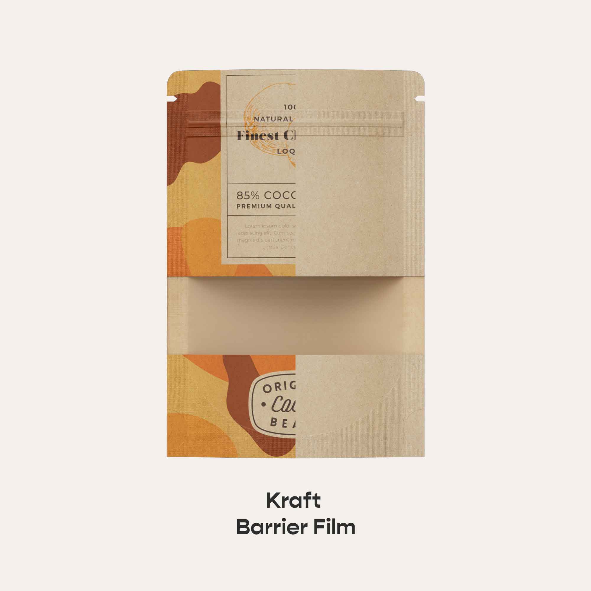 Customizable Rounded Corners Kraft with Window Stand Up Zipper Seal Bags (Full Customization)