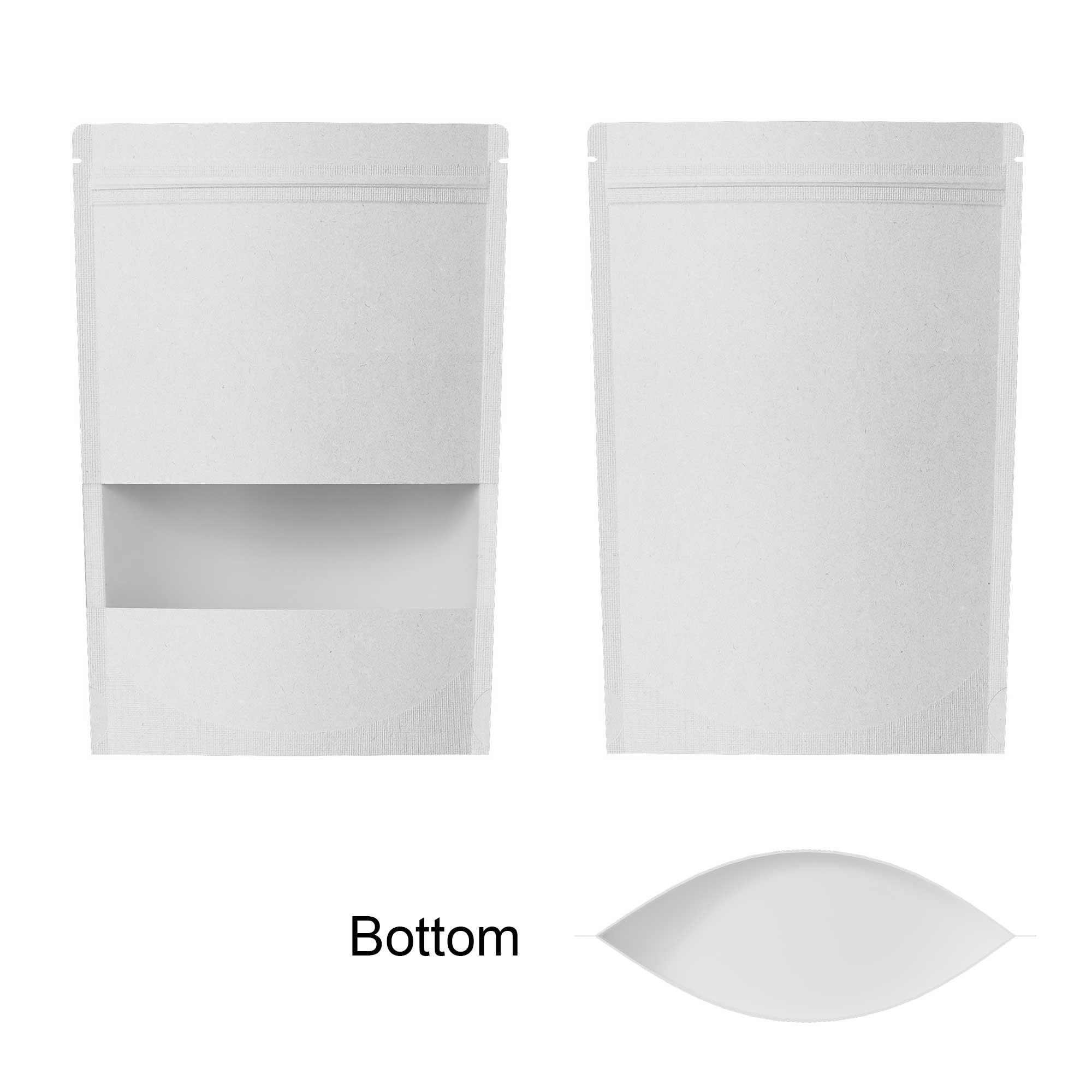 Customizable Rounded Corners Kraft with Window Stand Up Zipper Seal Bags (Full Customization)