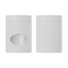 Glossy Purity White Round Window Plastic and Mylar Stand Strong® Bags with Rounded Corners