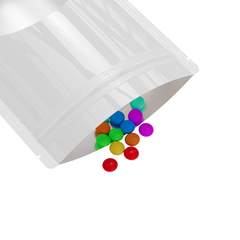 Glossy Purity White Round Window Plastic and Mylar Stand Strong® Bags with Rounded Corners