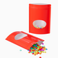 QQ Studio® Glossy Candycane Red Round Window Plastic and Mylar Stand Strong® Bags with Rounded Corners