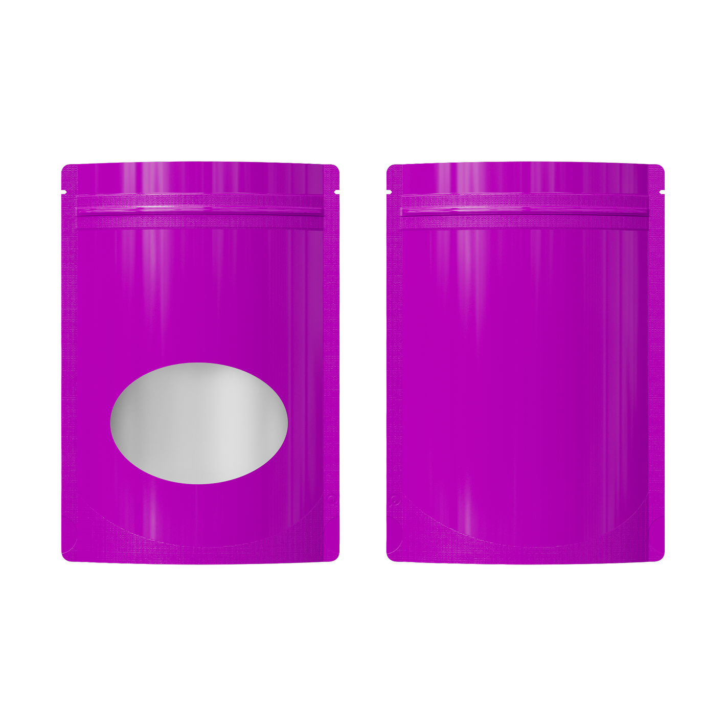 QQ Studio® Glossy Hazy Purple Round Window Plastic and Mylar Stand Strong® Bags with Rounded Corners