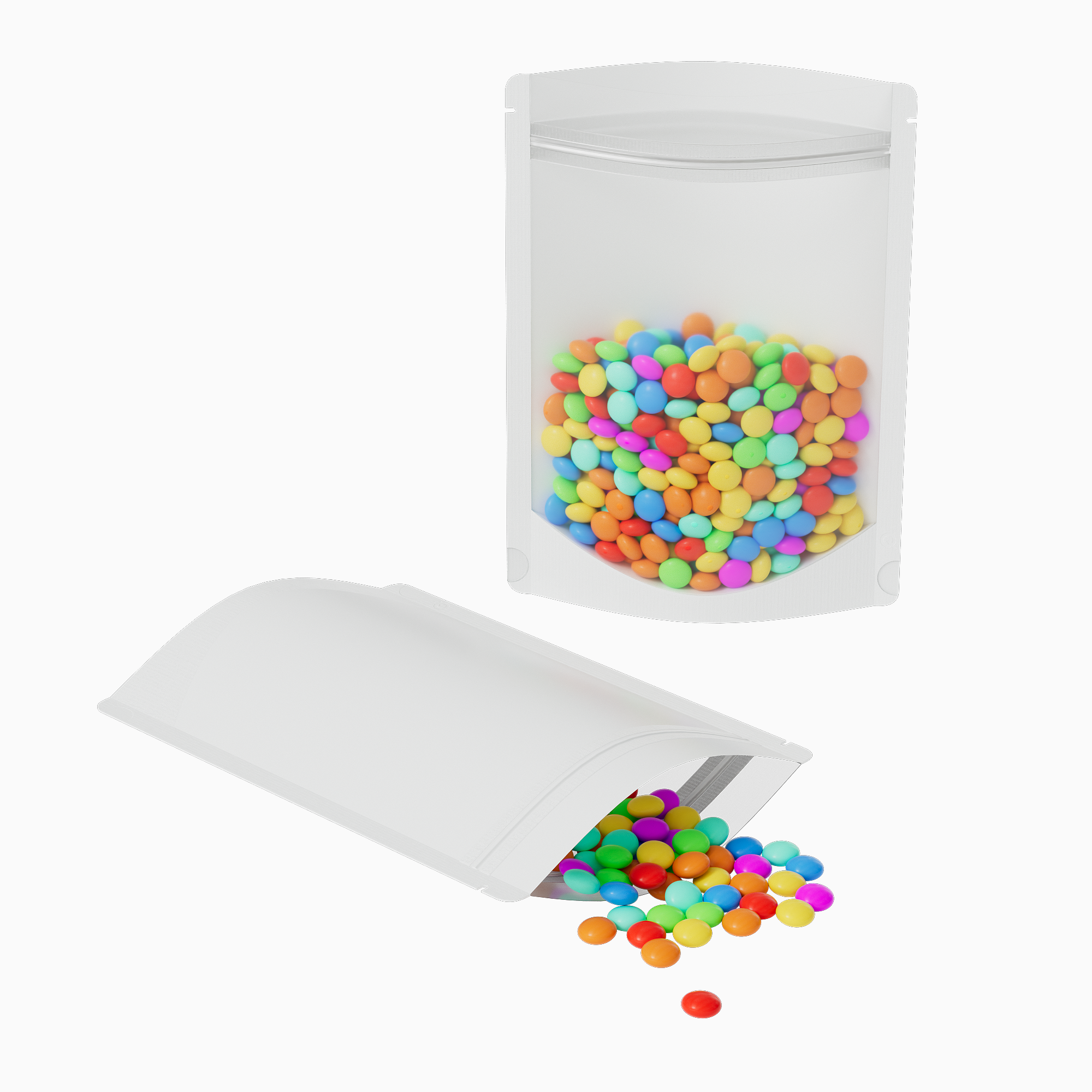 Matte Half Ice White Translucent Plastic Stand Strong® Bags with Rounded Corners