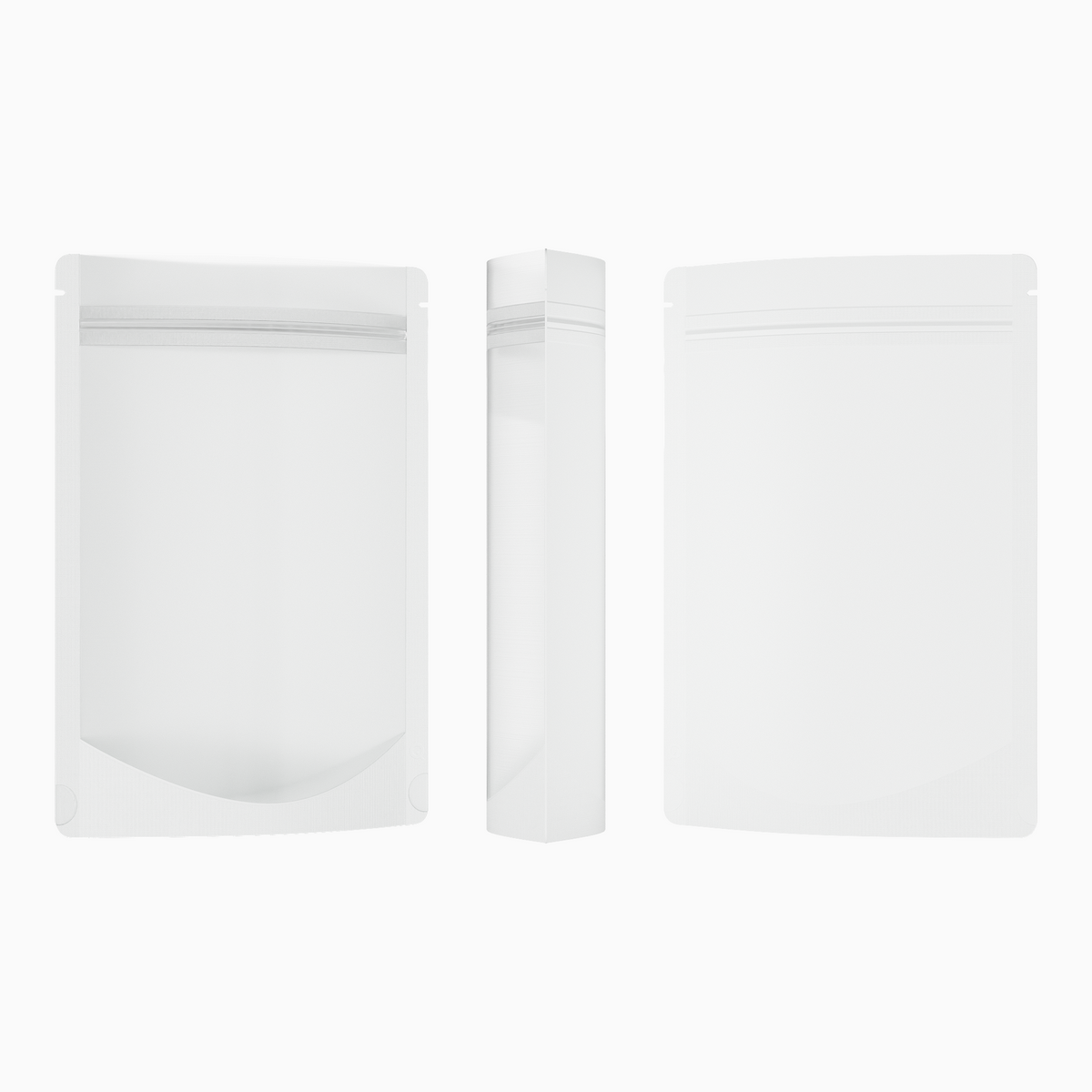 Matte Half Ice White Translucent Plastic Stand Strong® Bags with Rounded Corners