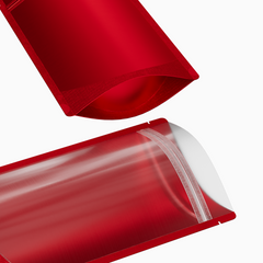 Matte Half Rose Red Translucent Plastic Stand Strong® Bags with Rounded Corners