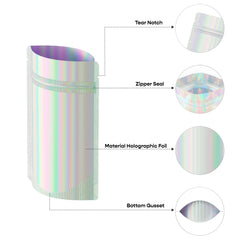 Customizable Diamond Holographic Stand Up Zipper Seal Packaging Bags (Full Customization)
