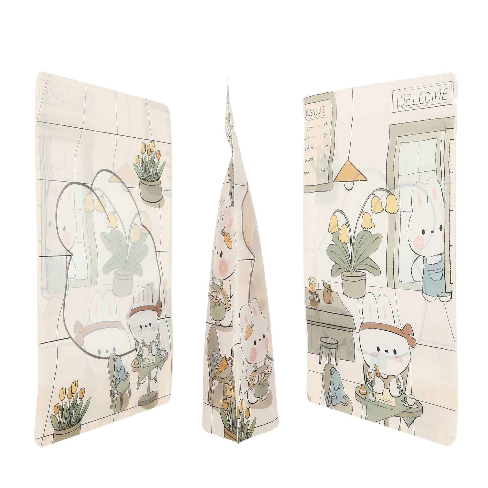 Matte Rabbit Café Designed Windowed Stand Strong® Bags