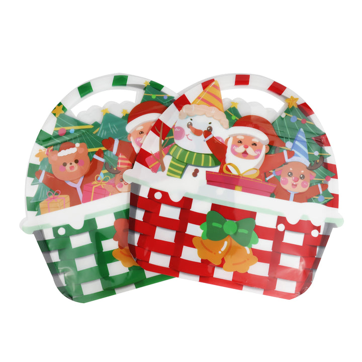 QQ Studio® Santa, Snowman, Reindeer Print Designs Stand Strong Bags with Die Cut Handle