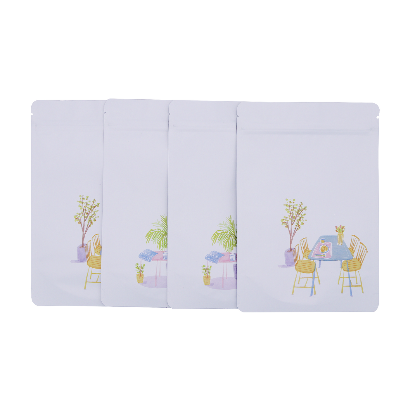 QQ Studio® Matte White Relaxation Painting Mylar Stand Strong® Bags