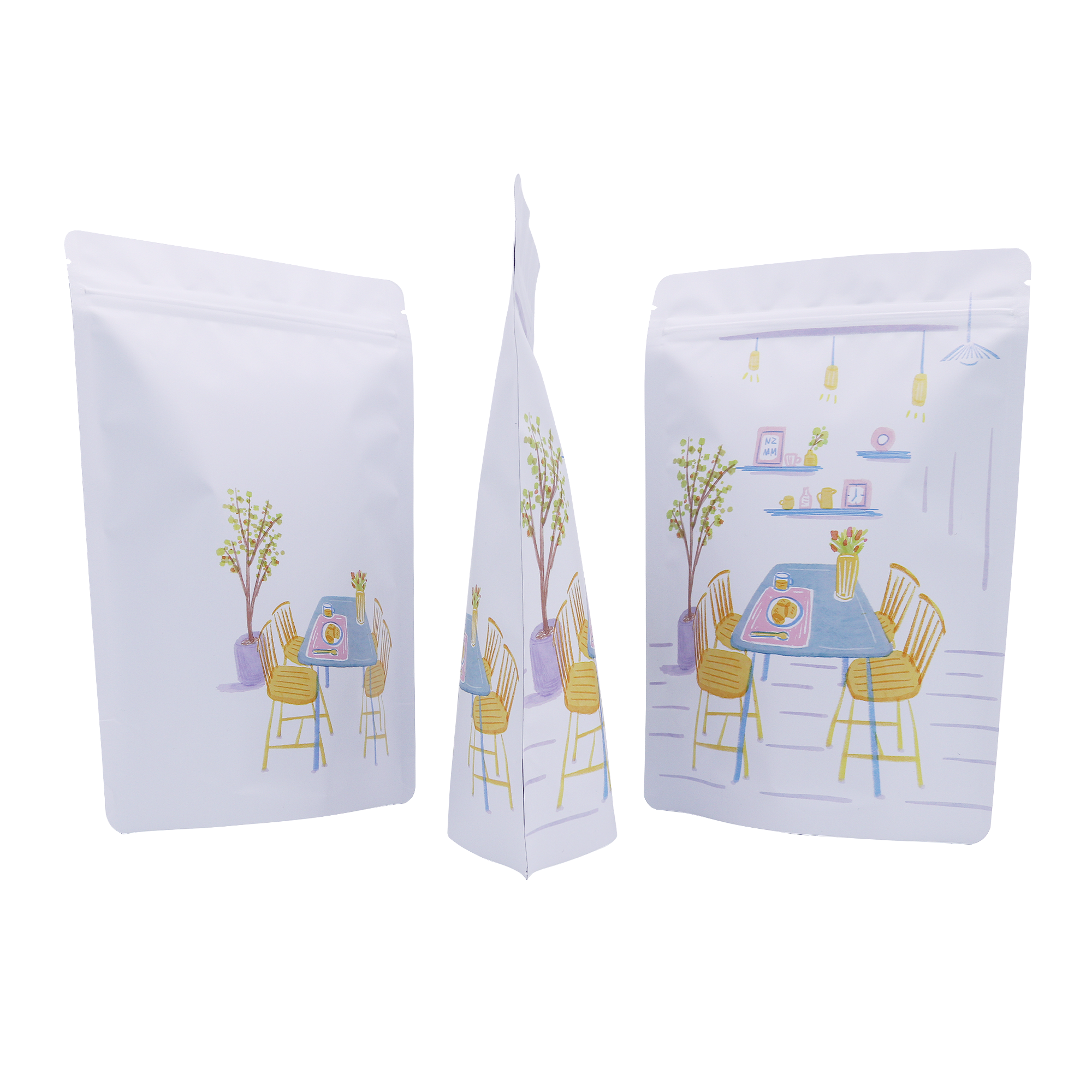Matte White Relaxation Painting Mylar Stand Strong® Bags