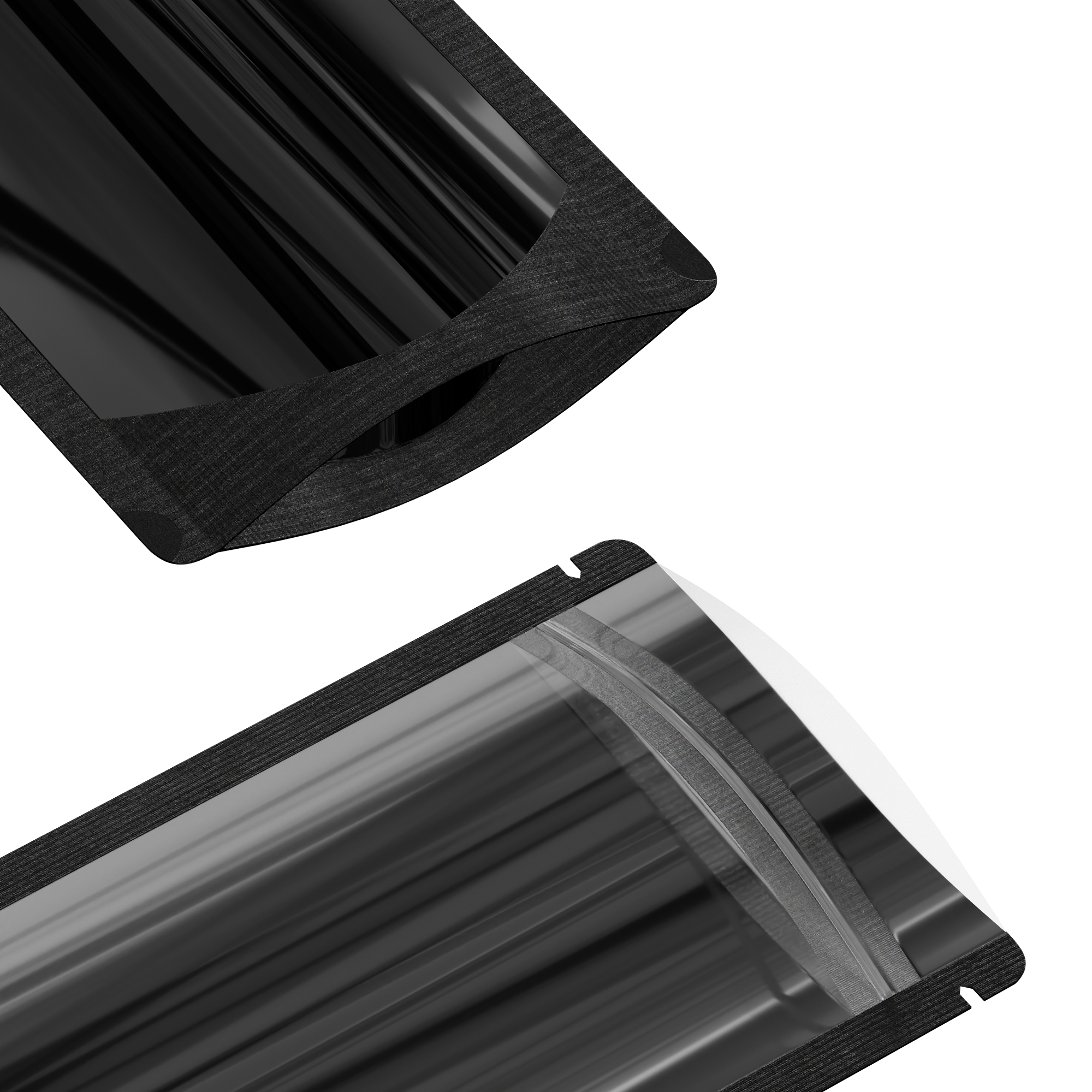 Glossy Half Mirror Black Metallic Mylar Foil Stand Strong® Bags