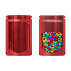 Glossy Half Heart Red Metallic Mylar Foil Stand Strong® Bags