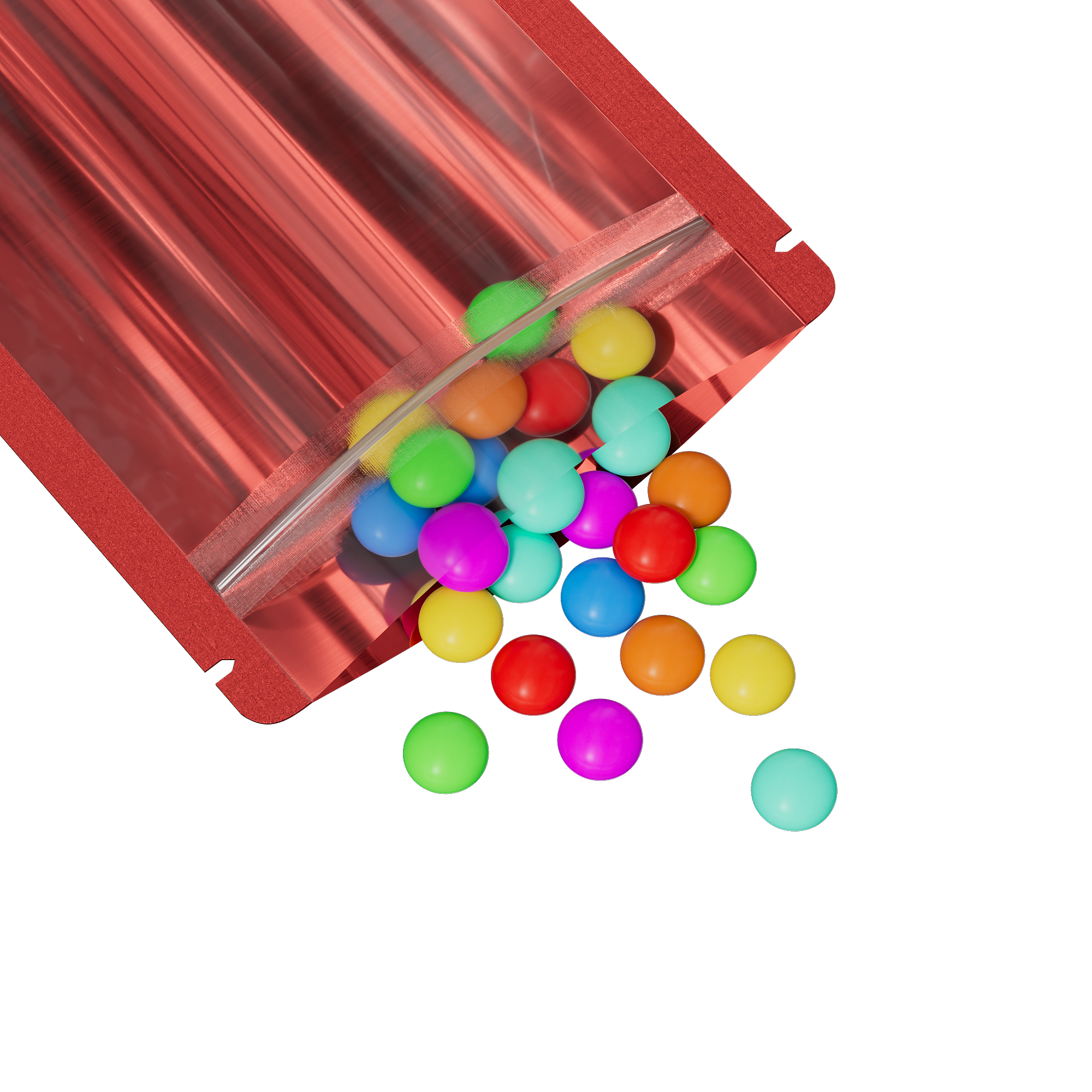 Glossy Half Heart Red Metallic Mylar Foil Stand Strong® Bags