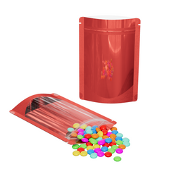 Glossy Half Heart Red Metallic Mylar Foil Stand Strong® Bags