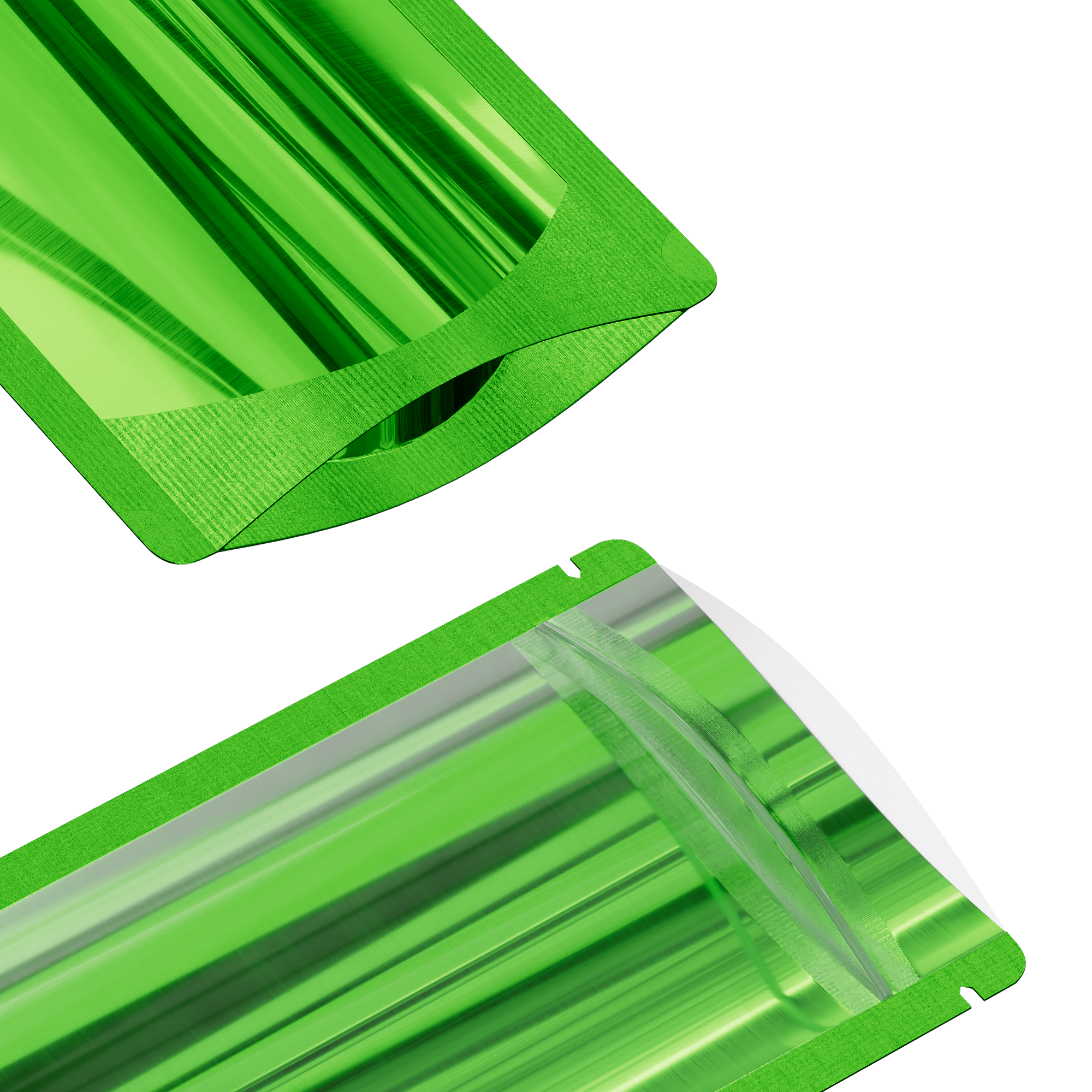 Glossy Half Forest Green Metallic Mylar Foil Stand Strong® Bags