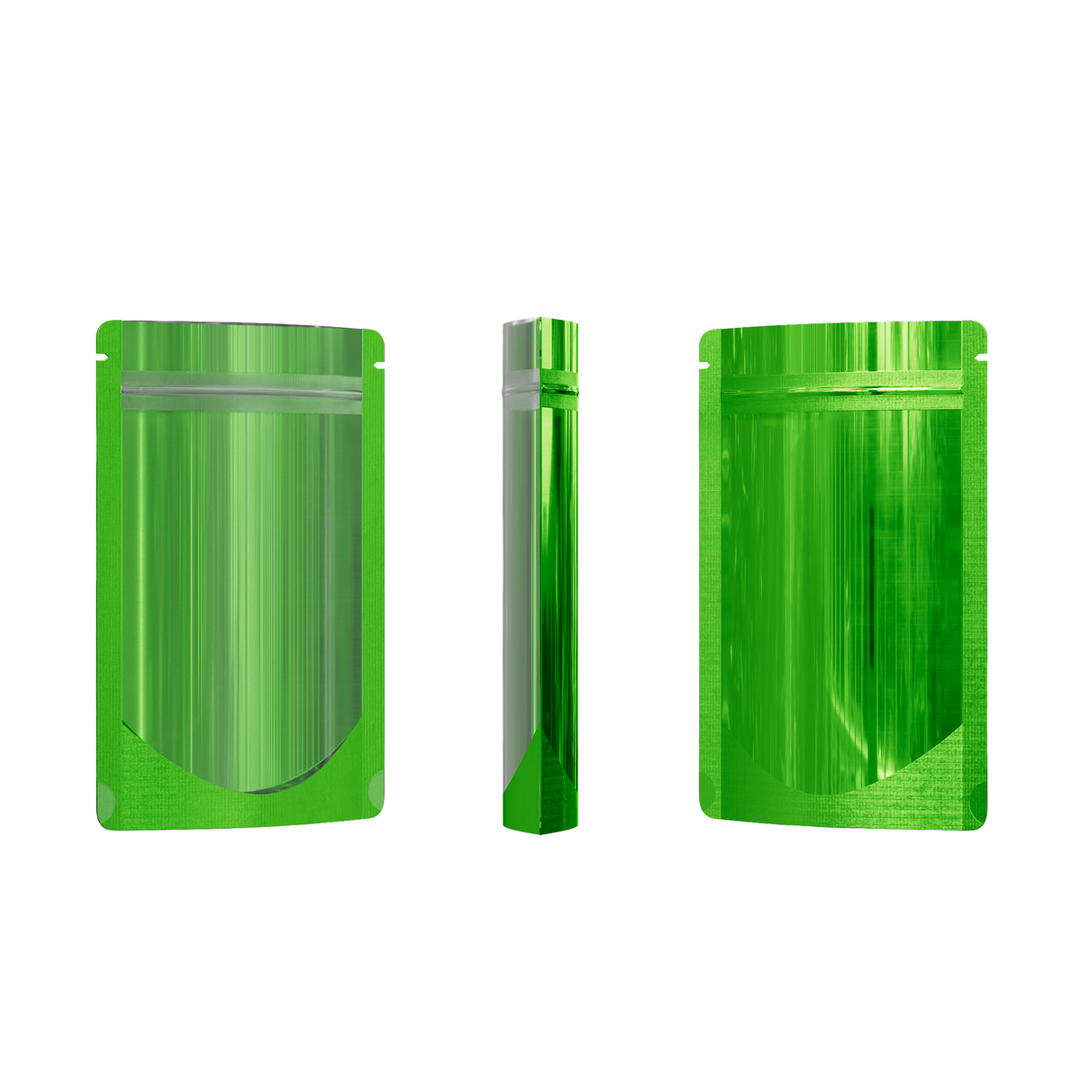 Glossy Half Forest Green Metallic Mylar Foil Stand Strong® Bags