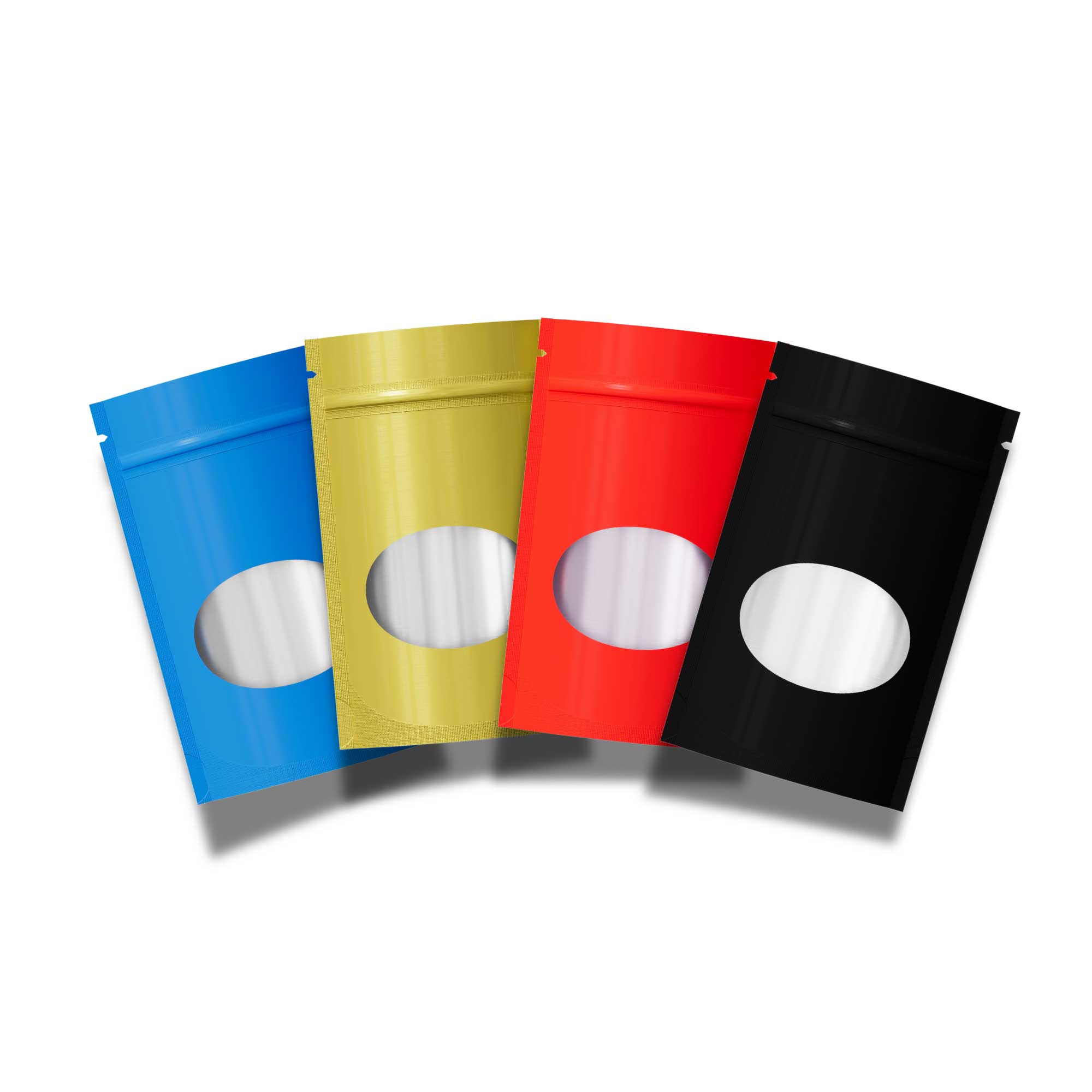 Customizable Glossy Round Window Plastic and Mylar Stand Up Zipper Seal Bags (Basic Printing)