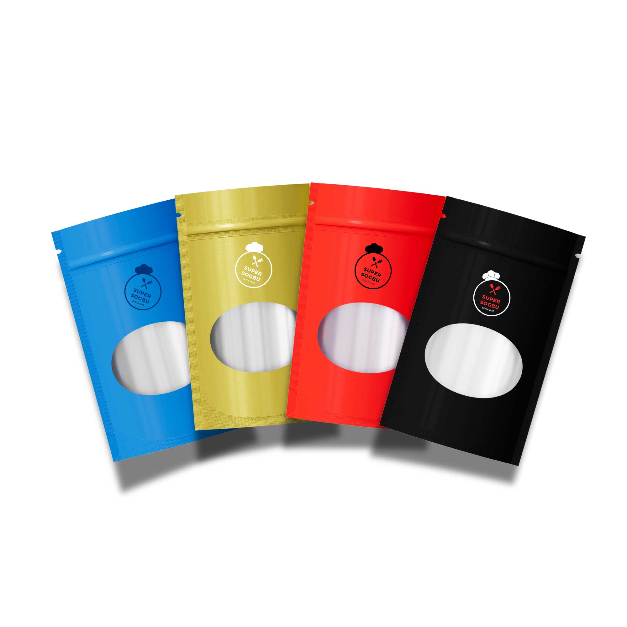 Customizable Glossy Round Window Plastic and Mylar Stand Up Zipper Seal Bags (Basic Printing)