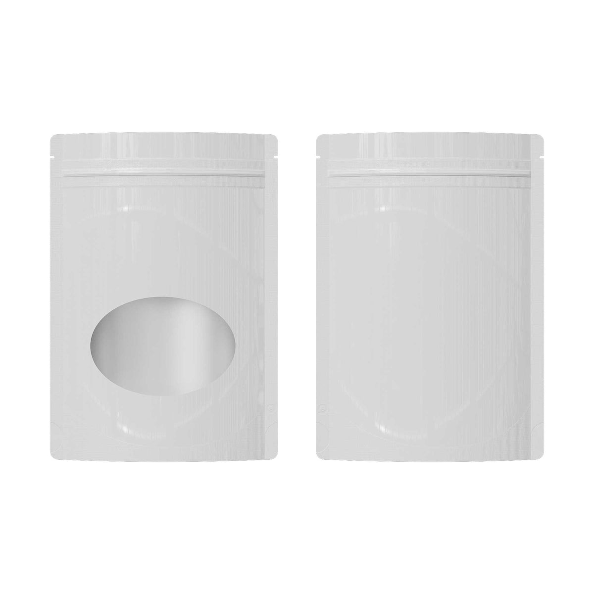 Customizable Glossy Round Window Plastic and Mylar Stand Up Zipper Seal Bags (Basic Printing)