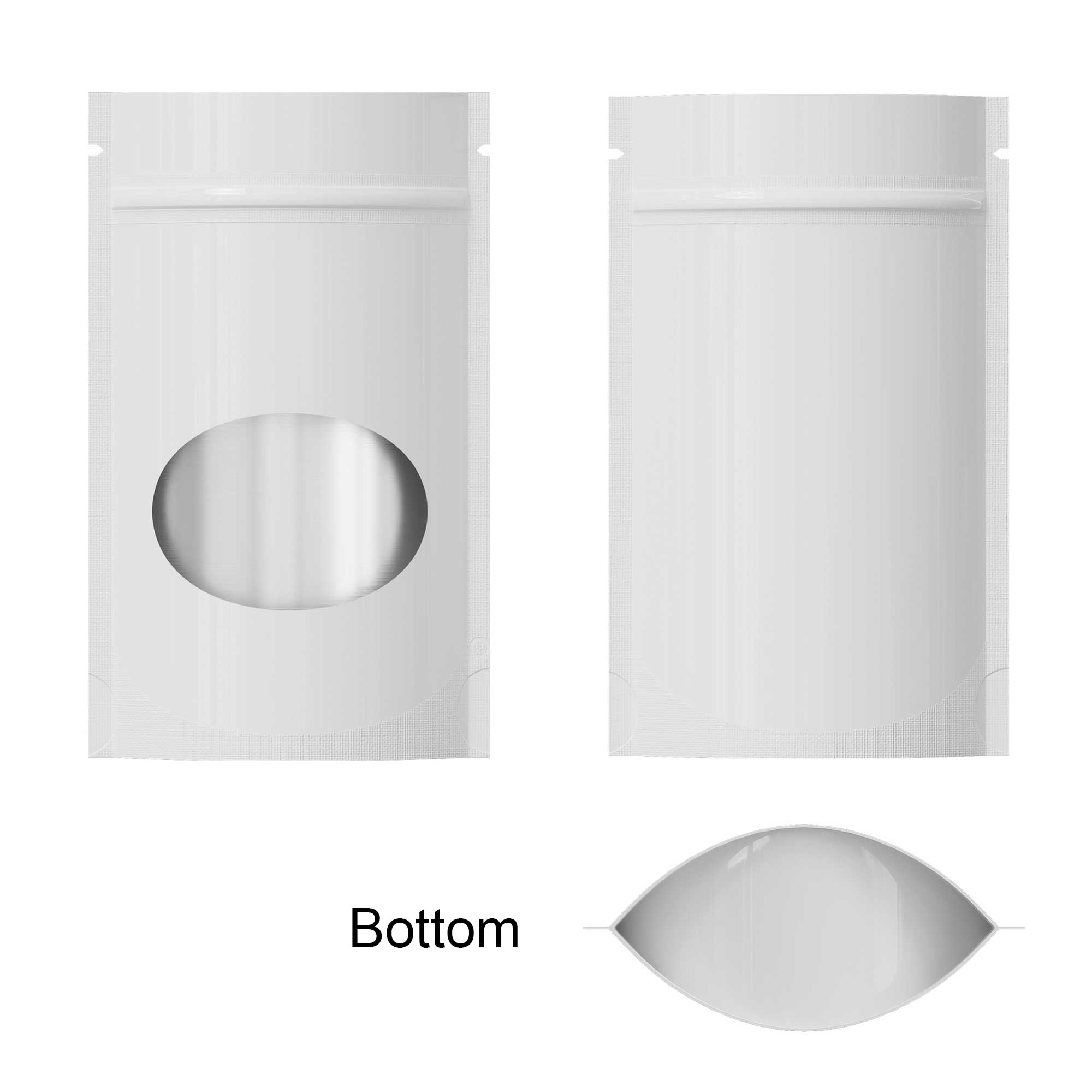 Customizable Glossy Round Window Plastic and Mylar Stand Up Zipper Seal Bags (Full Customization)