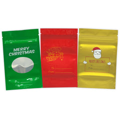 Glossy Christmas Design Round Window Plastic and Mylar Stand Strong® Bags