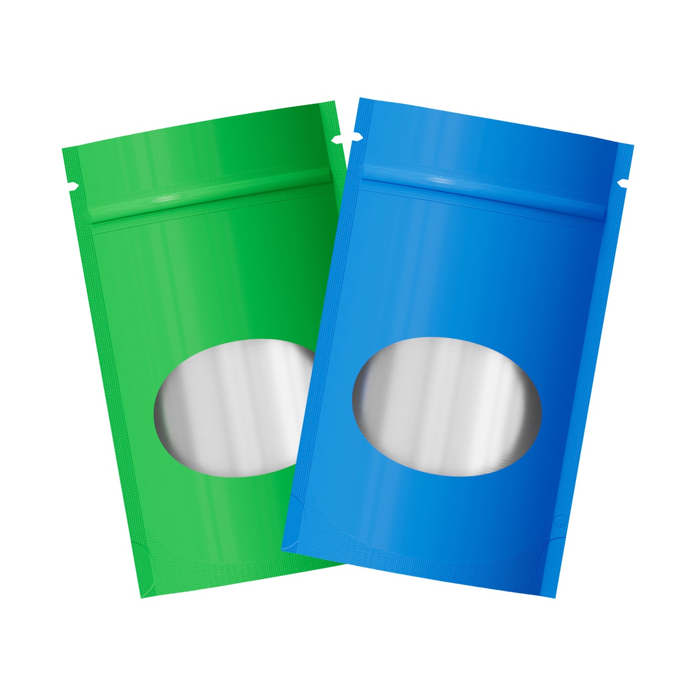 3.35 Inch x 5.51 Inch Glossy Clover Green Round Window Plastic and Mylar Stand Strong® Bags