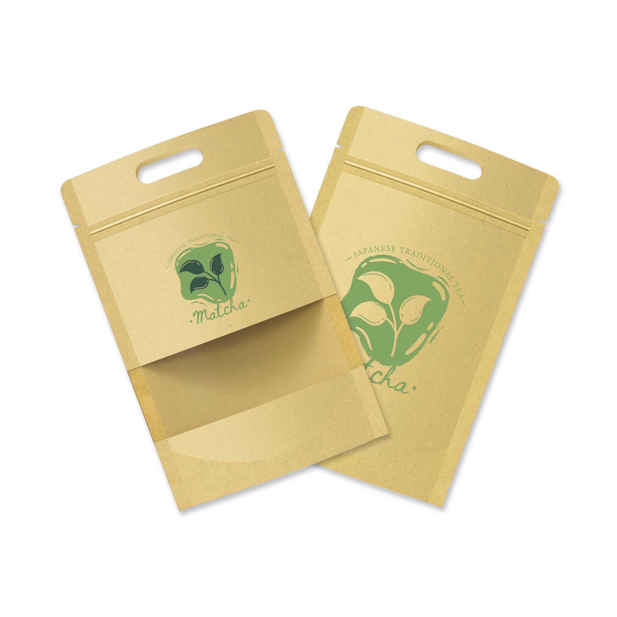 Customizable Krafty Brown Translucent Window Stand Up Zipper Bags with Die Cut Handles (Basic Printing)