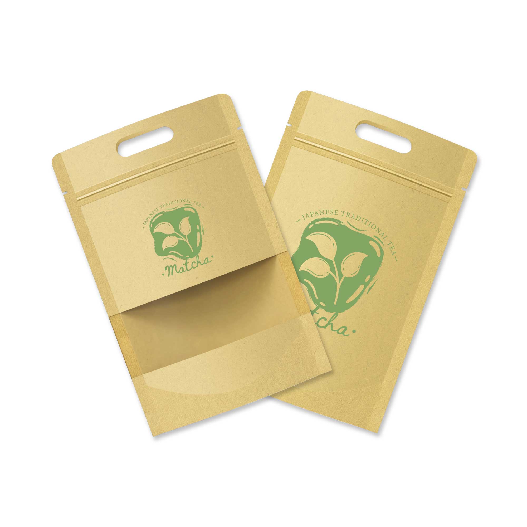 Customizable Krafty Brown Translucent Window Stand Up Zipper Bags with Die Cut Handles (Basic Printing)