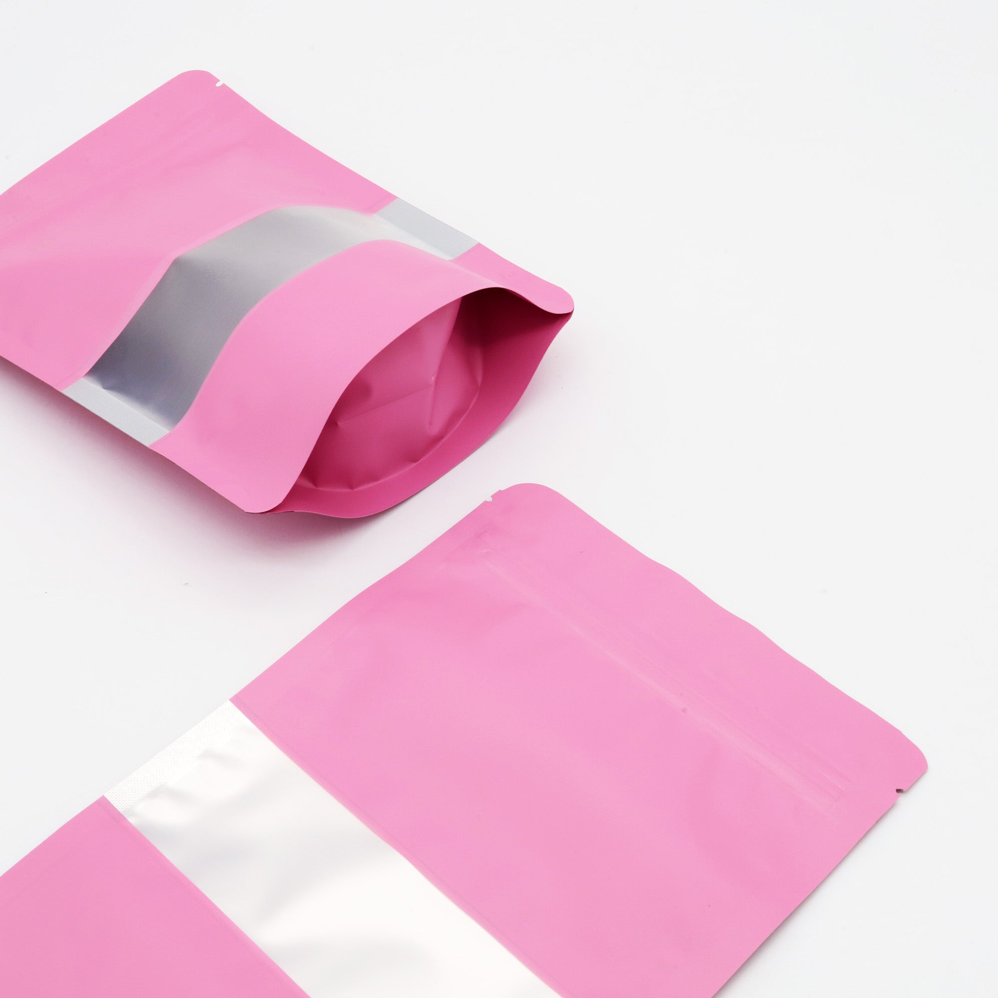 Matte Shimmering Blush Pink Frosted Window Mylar Stand Strong® Bags