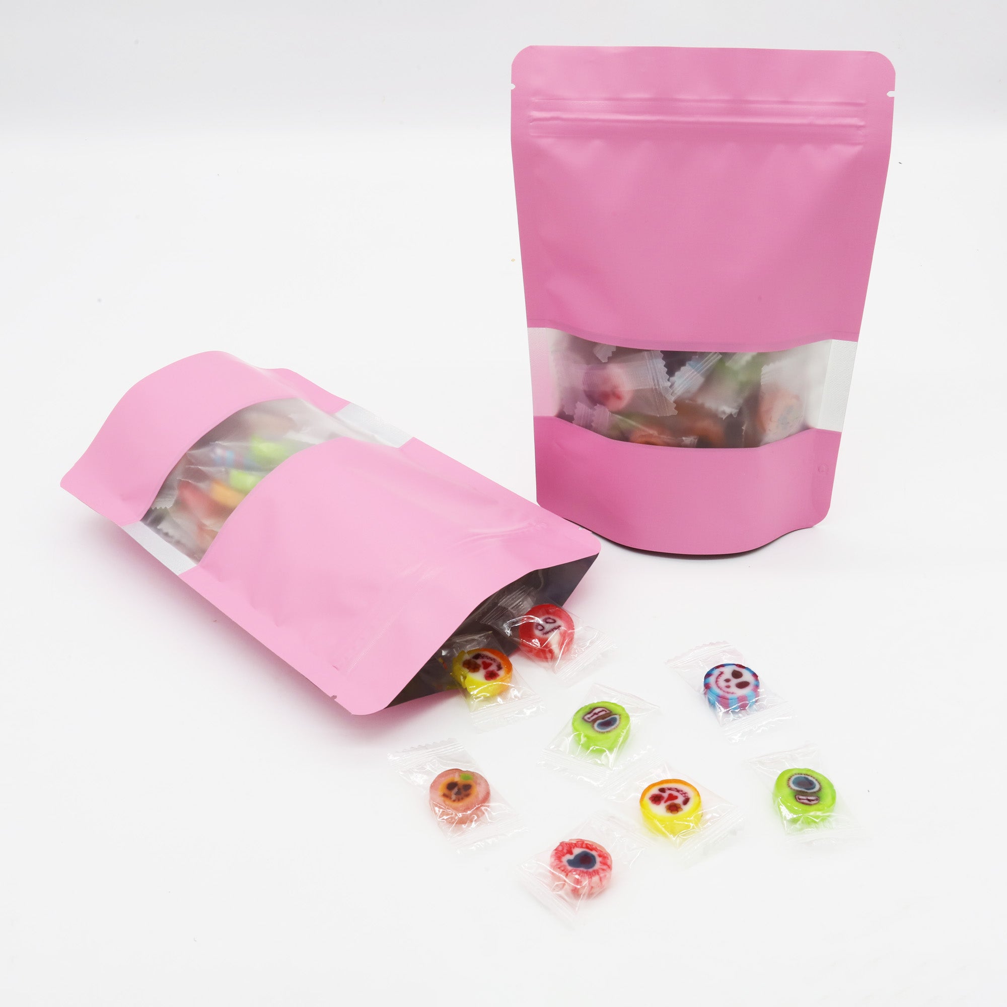 Matte Shimmering Blush Pink Frosted Window Mylar Stand Strong® Bags