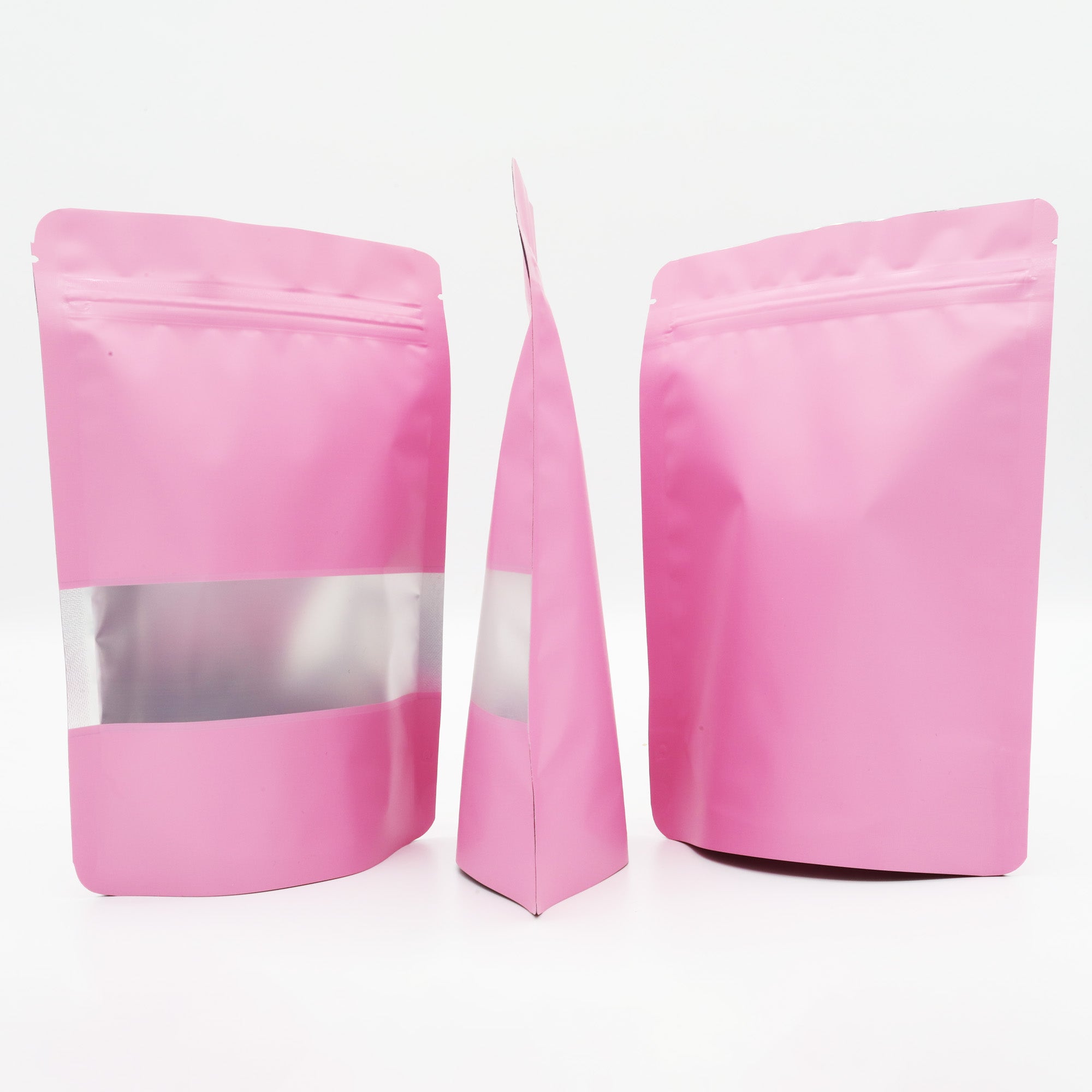 Matte Shimmering Blush Pink Frosted Window Mylar Stand Strong® Bags