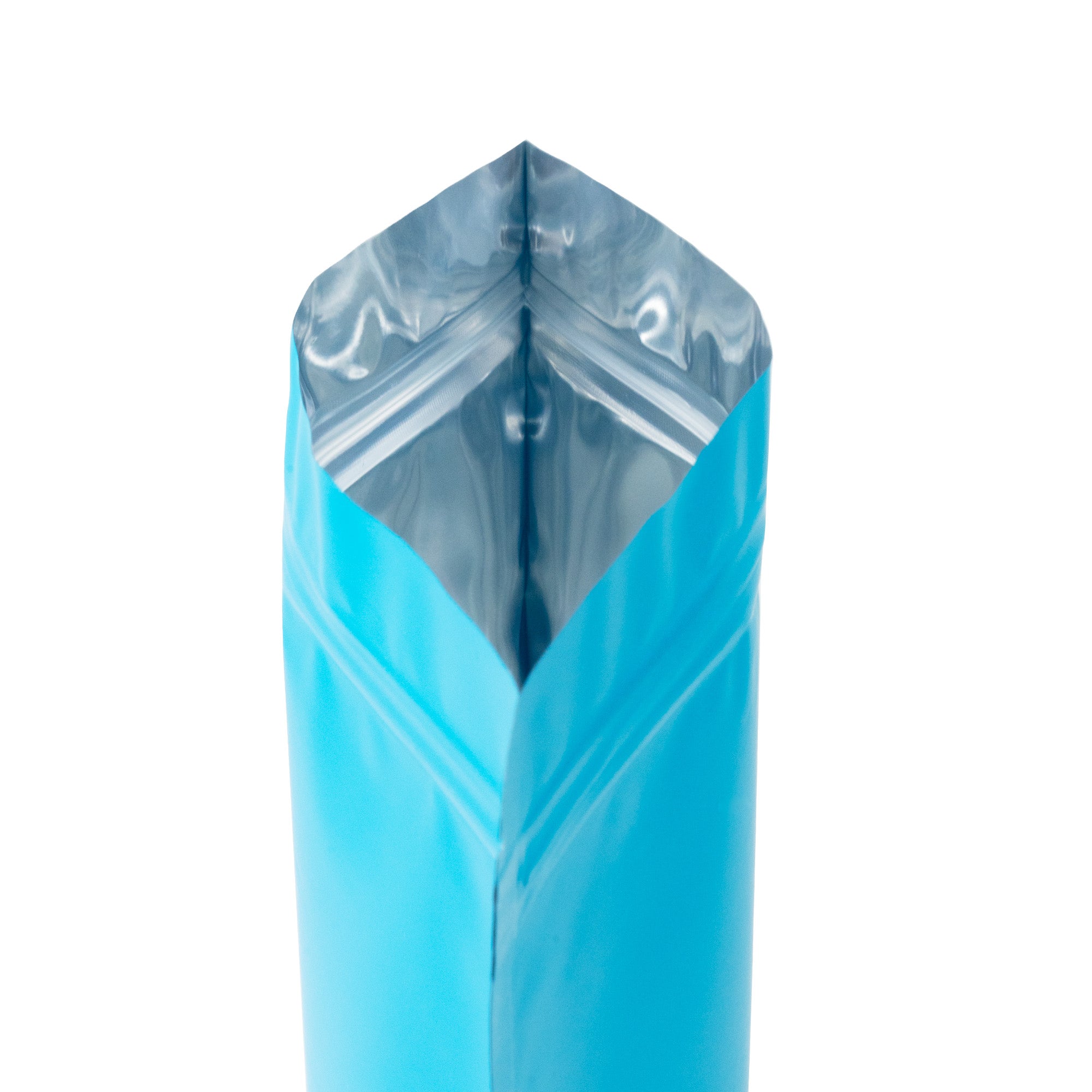 Matte Shock Blue Window Mylar Stand Strong® Bags