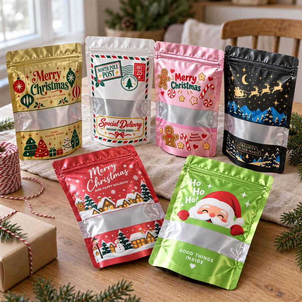 Christmas Sale: Frosted Window Mylar Stand Up Bags – Free Full-Color Printing