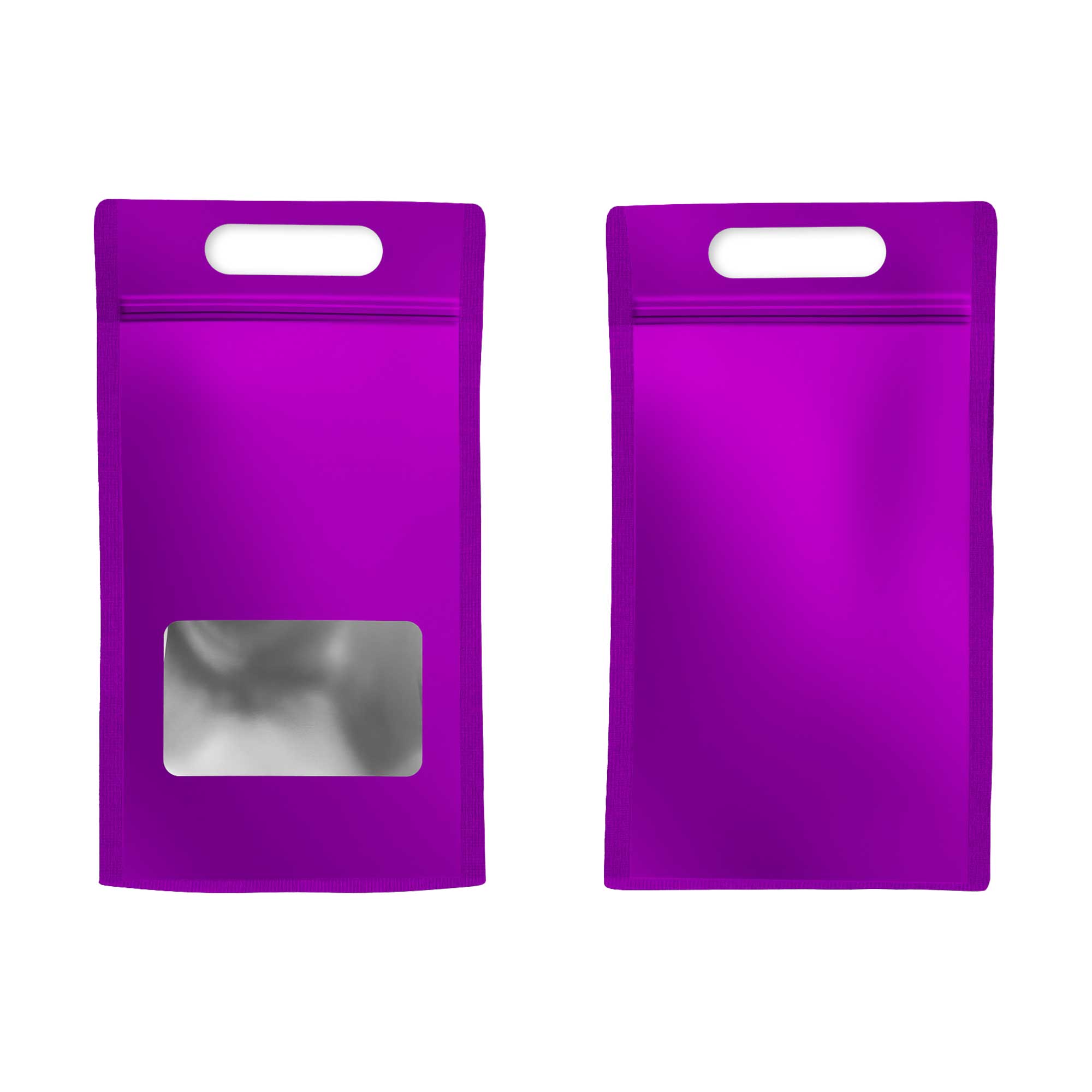 Customizable Smooth Matte Colored Side Gusset Stand Up Zipper Seal Bags with Die Cut Handles (Basic Printing)