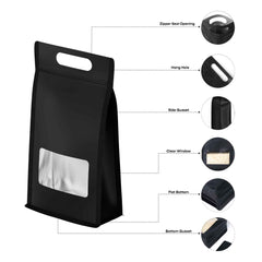 Customizable Smooth Matte Colored Side Gusset Stand Up Zipper Seal Bags with Die Cut Handles (Basic Printing)