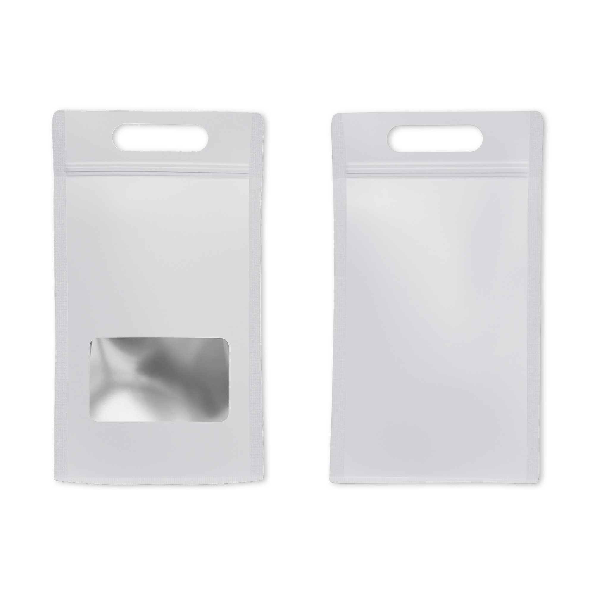 Customizable Smooth Matte Colored Side Gusset Stand Up Zipper Seal Bags with Die Cut Handles (Basic Printing)