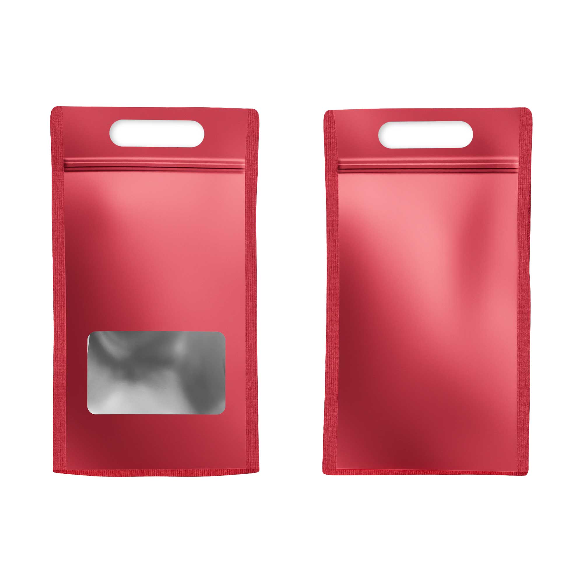 Customizable Smooth Matte Colored Side Gusset Stand Up Zipper Seal Bags with Die Cut Handles (Basic Printing)