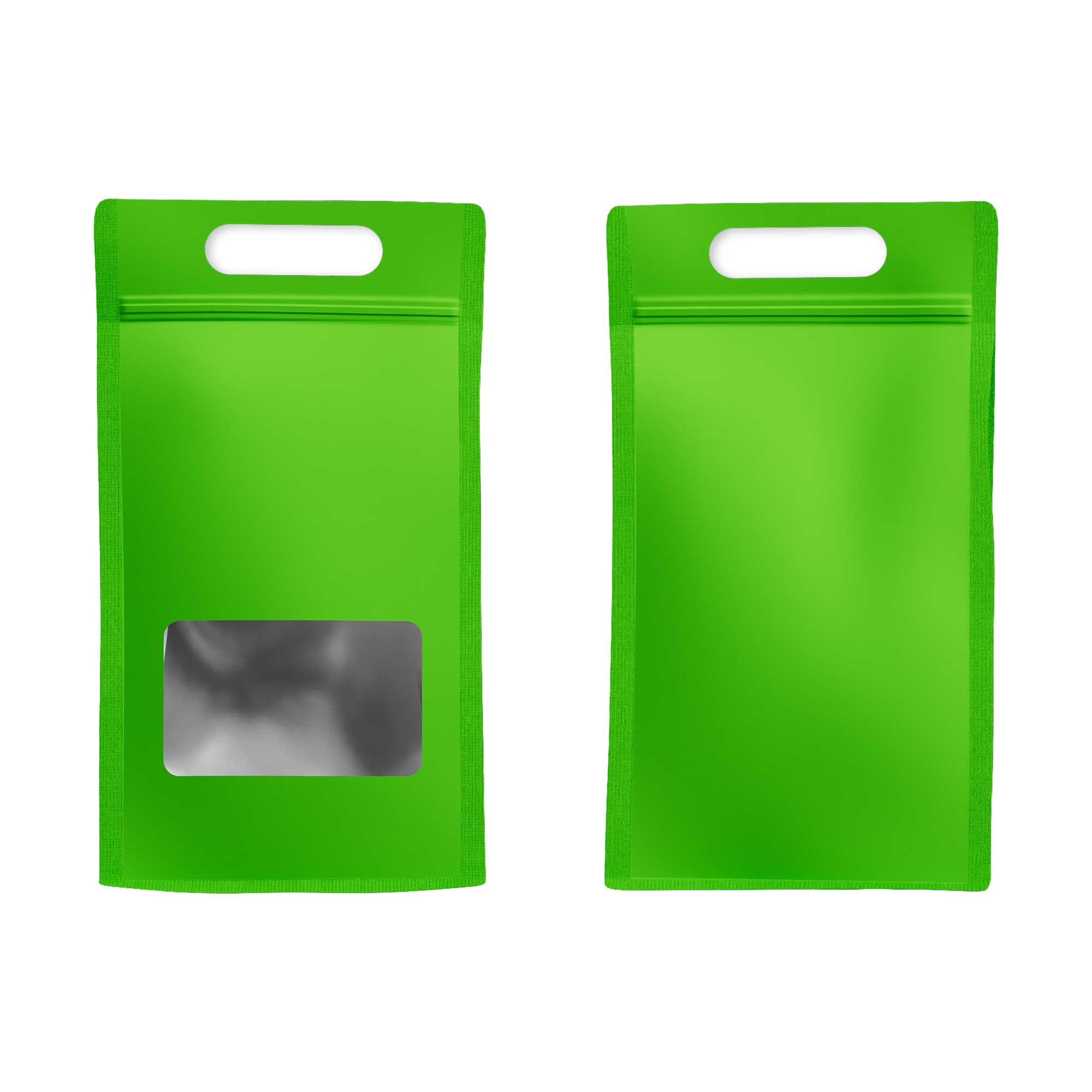 Customizable Smooth Matte Colored Side Gusset Stand Up Zipper Seal Bags with Die Cut Handles (Basic Printing)