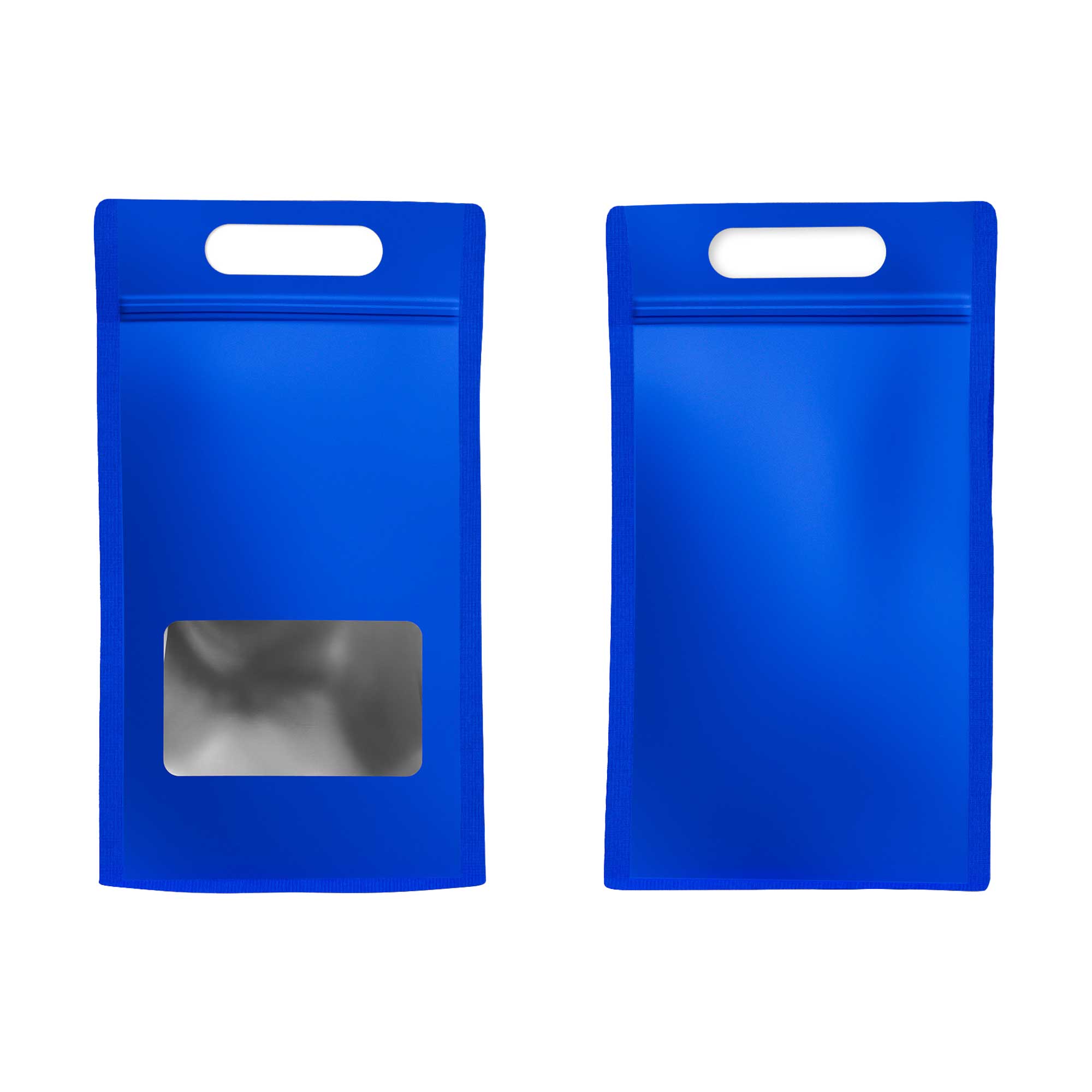Customizable Smooth Matte Colored Side Gusset Stand Up Zipper Seal Bags with Die Cut Handles (Basic Printing)
