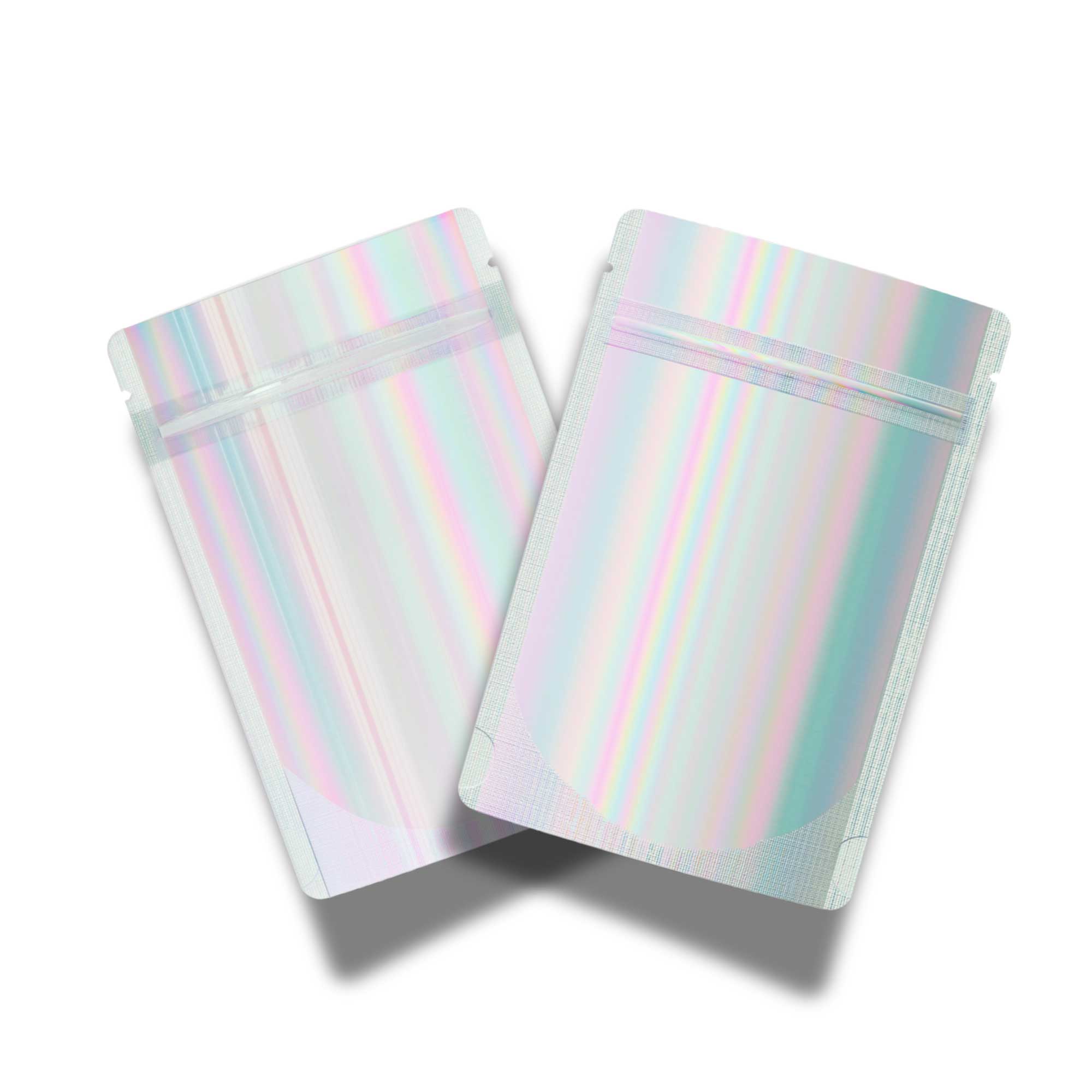 Customizable Half Diamond Holographic Stand Up Zipper Seal Bags (Basic Printing)