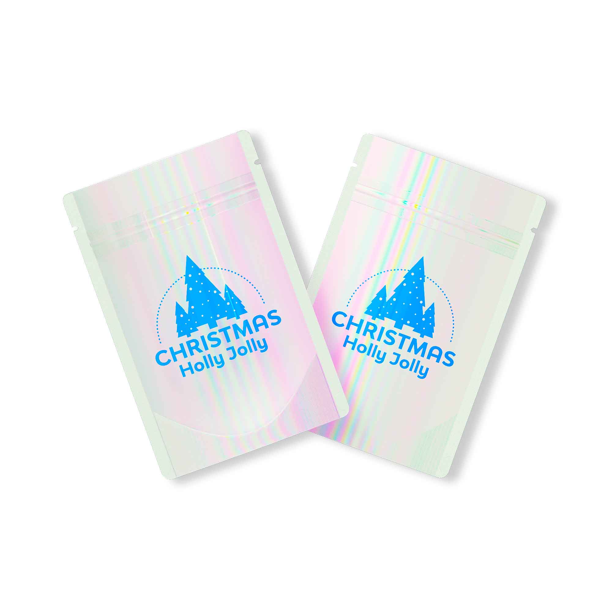 Customizable Half Diamond Holographic Stand Up Zipper Seal Bags (Basic Printing)