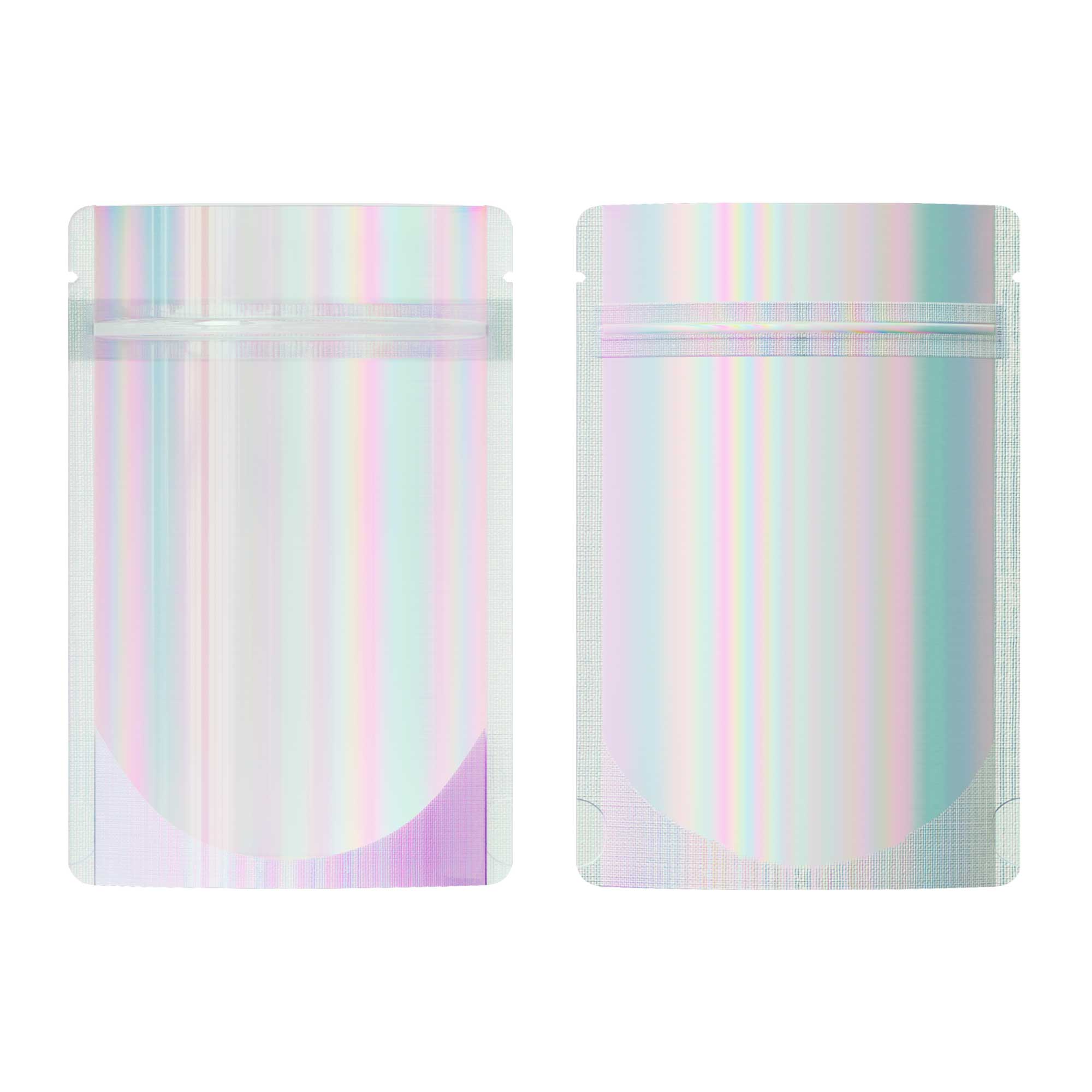 Customizable Half Diamond Holographic Stand Up Zipper Seal Bags (Basic Printing)