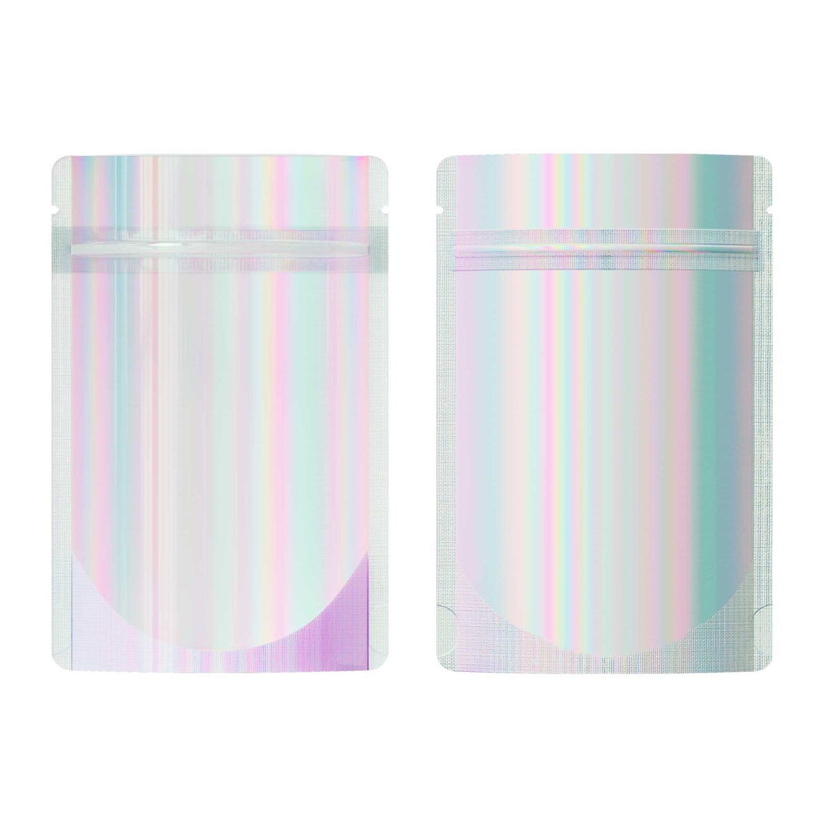 Customizable Half Diamond Holographic Stand Up Zipper Seal Bags (Basic Printing)