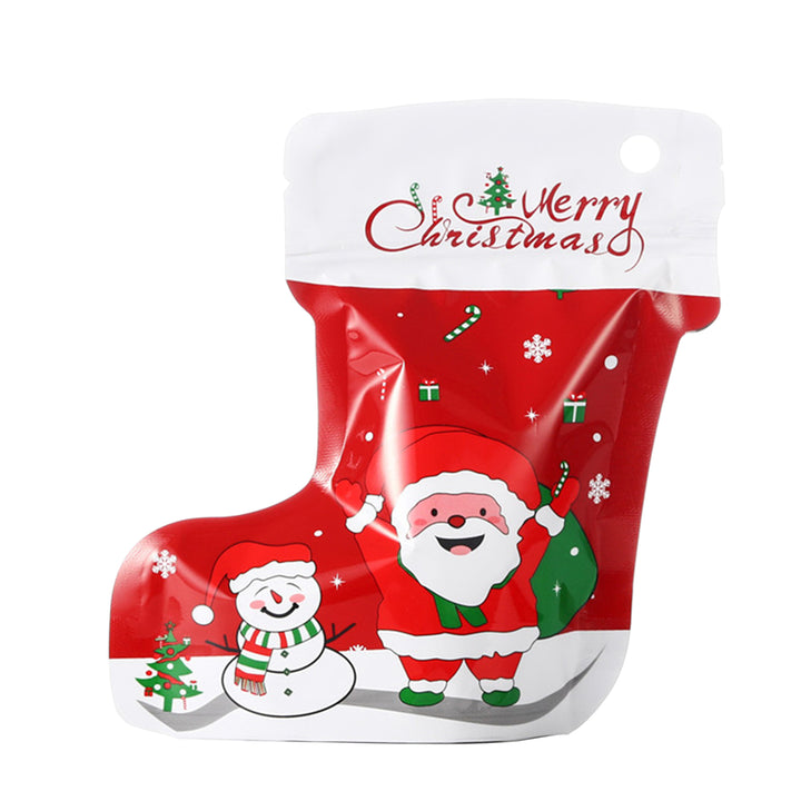 QQ Studio® Christmas Die-Cut Designed Stocking Mylar Stand Strong Bags with Round Hang Hole