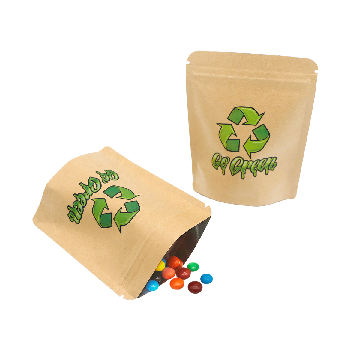 Krafty Brown Green Smell Proof Metallic Foil Stand Strong® Bags