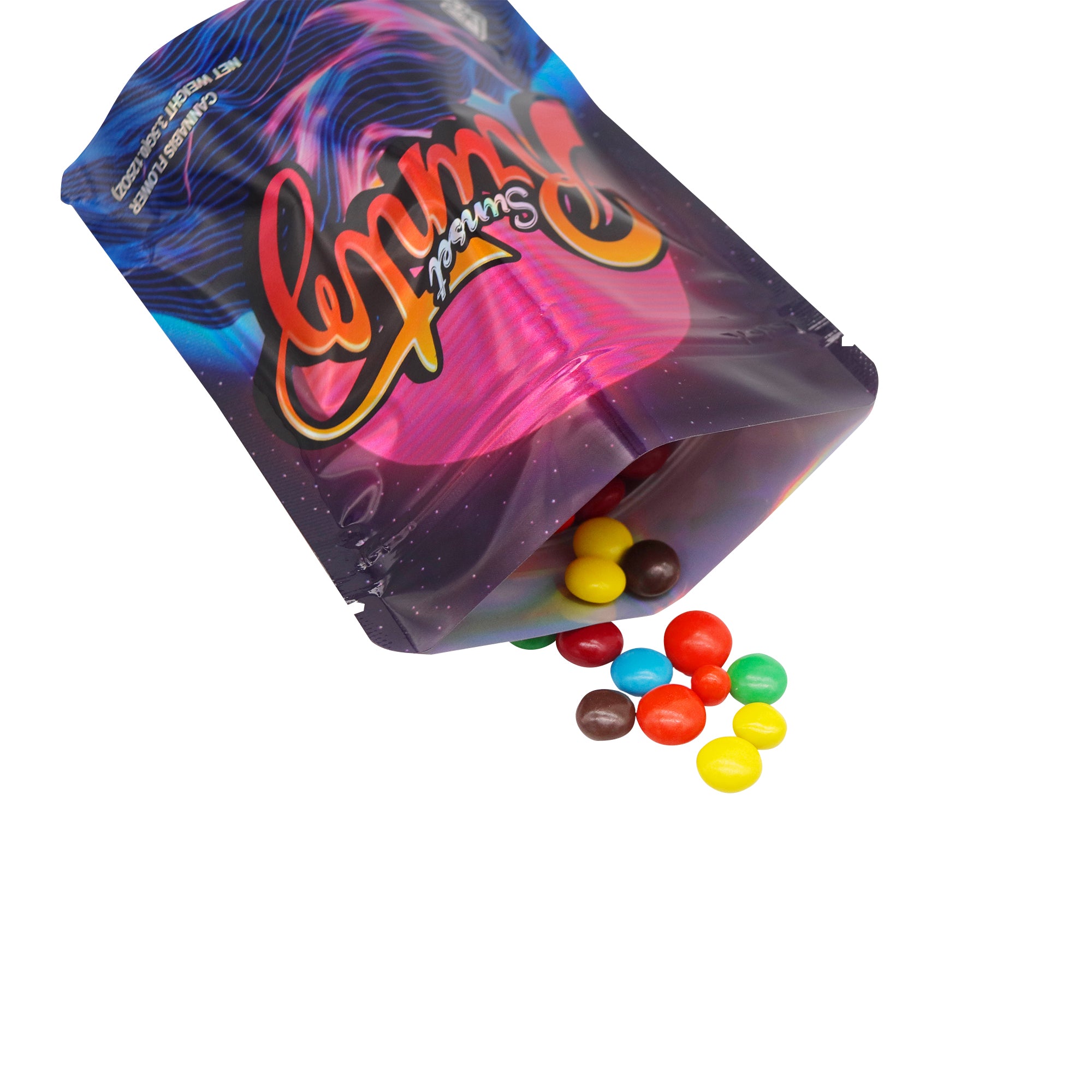 Shiny Holographic Mixed Flavor Smell Proof Metallized Foil Stand Strong® Bags